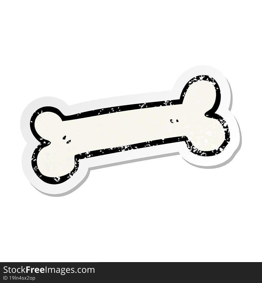 distressed sticker of a cartoon bone