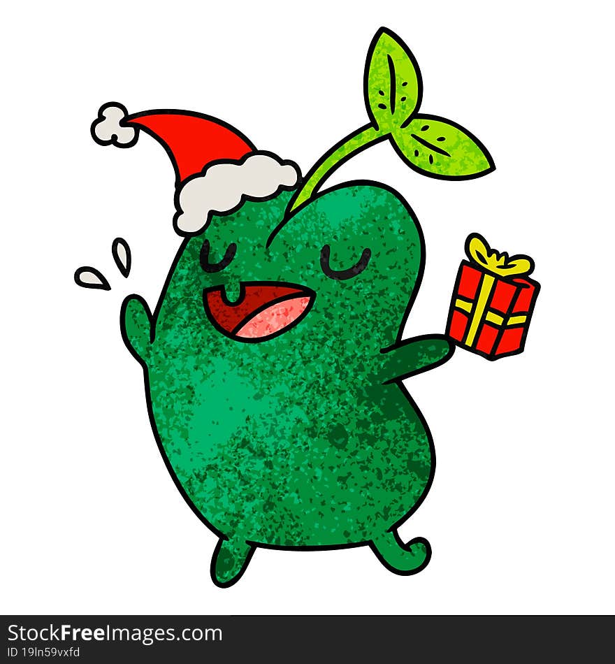 christmas textured cartoon of kawaii seed