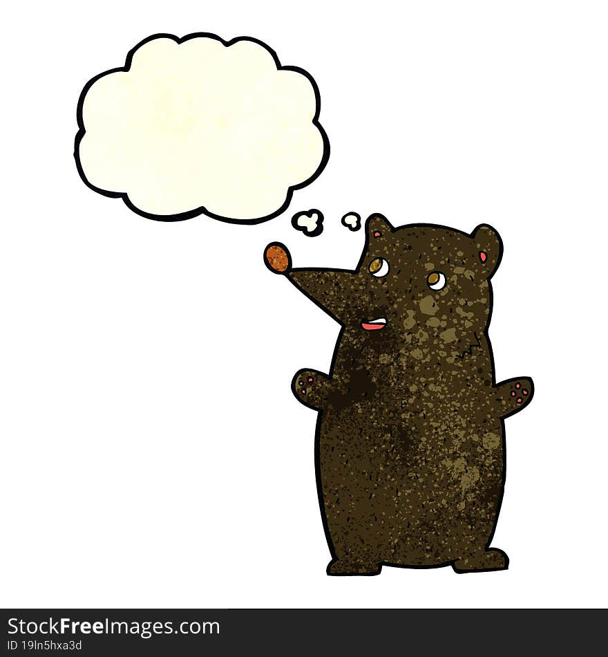 Funny Cartoon Black Bear With Thought Bubble