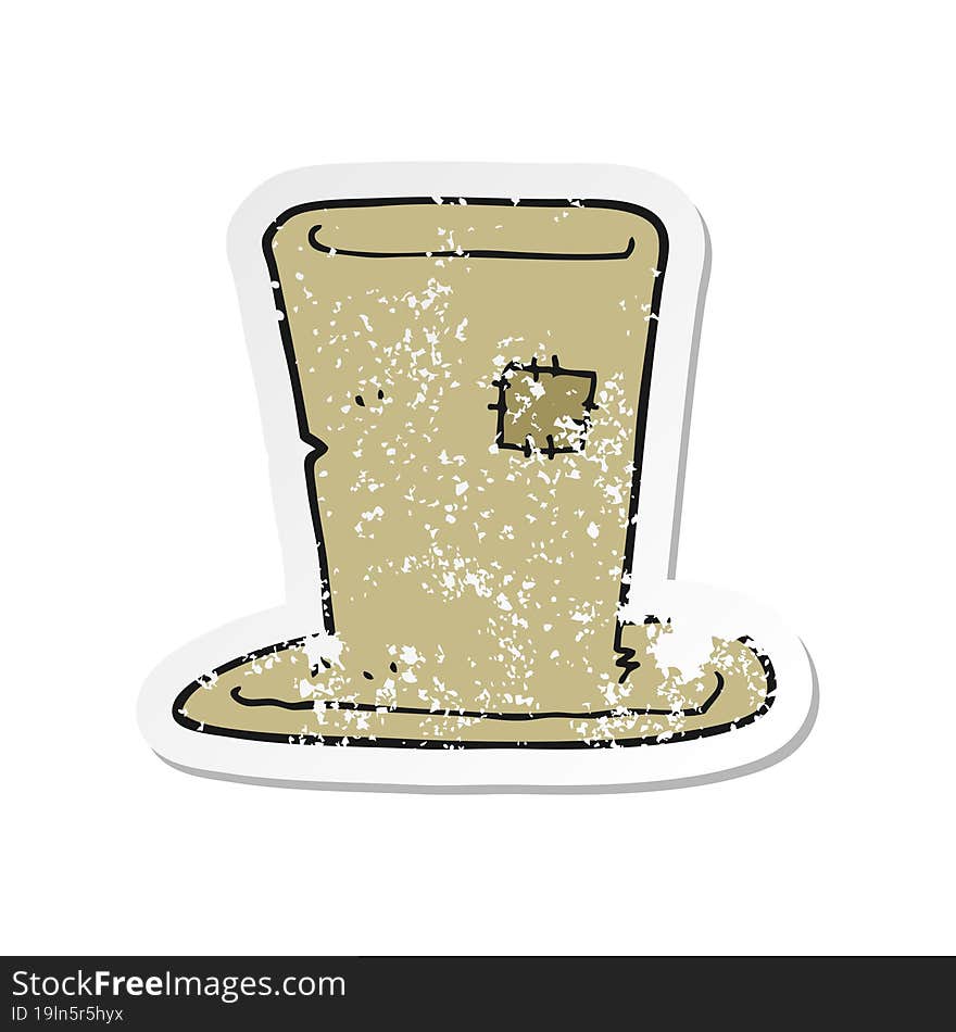 retro distressed sticker of a cartoon tramp top hat