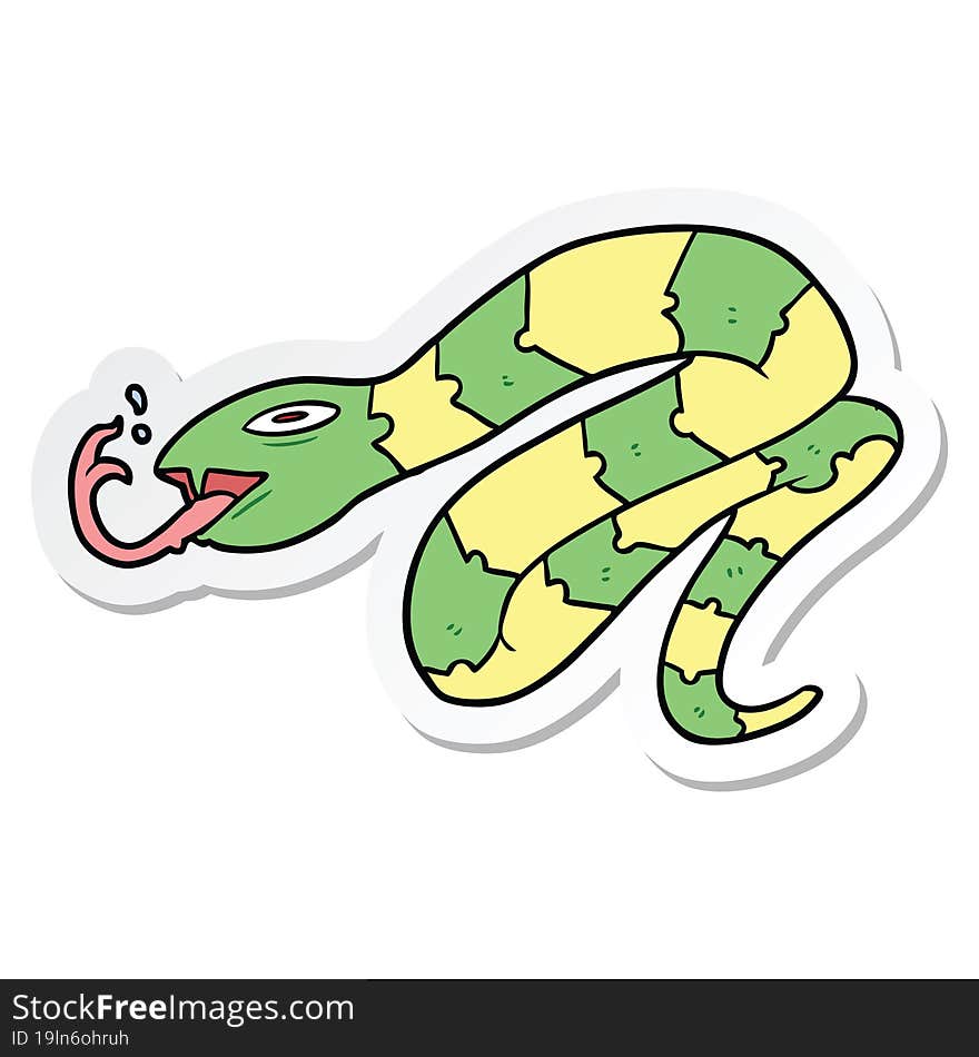 Sticker Of A Cartoon Hissing Snake