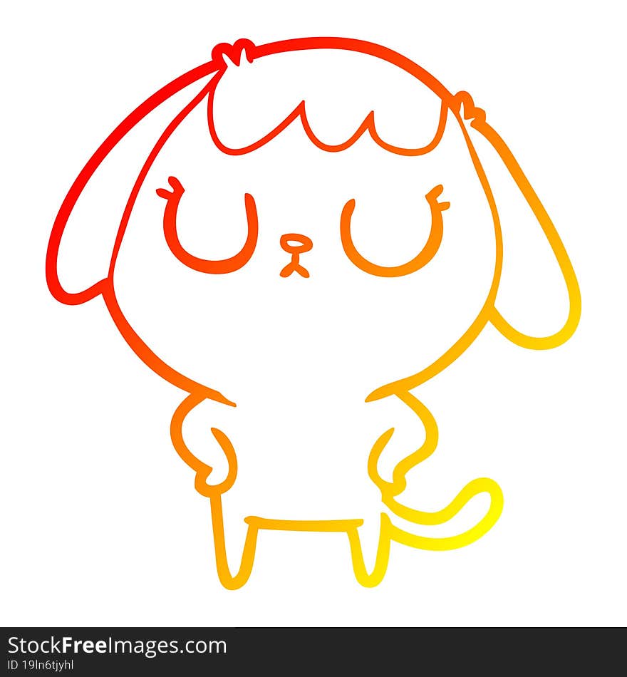 Warm Gradient Line Drawing Cute Cartoon Dog