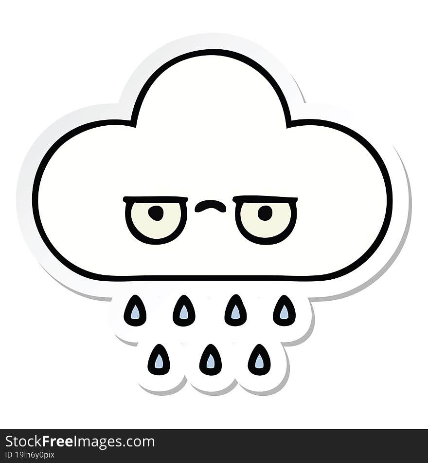 Sticker Of A Cute Cartoon Rain Cloud