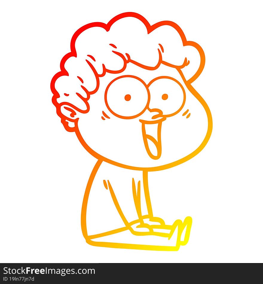 warm gradient line drawing cartoon happy man