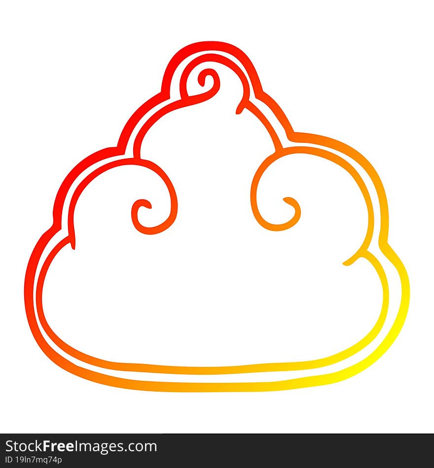 warm gradient line drawing cartoon cloud symbol