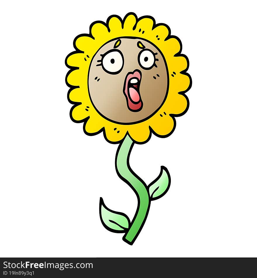 vector gradient illustration cartoon shocked sunflower