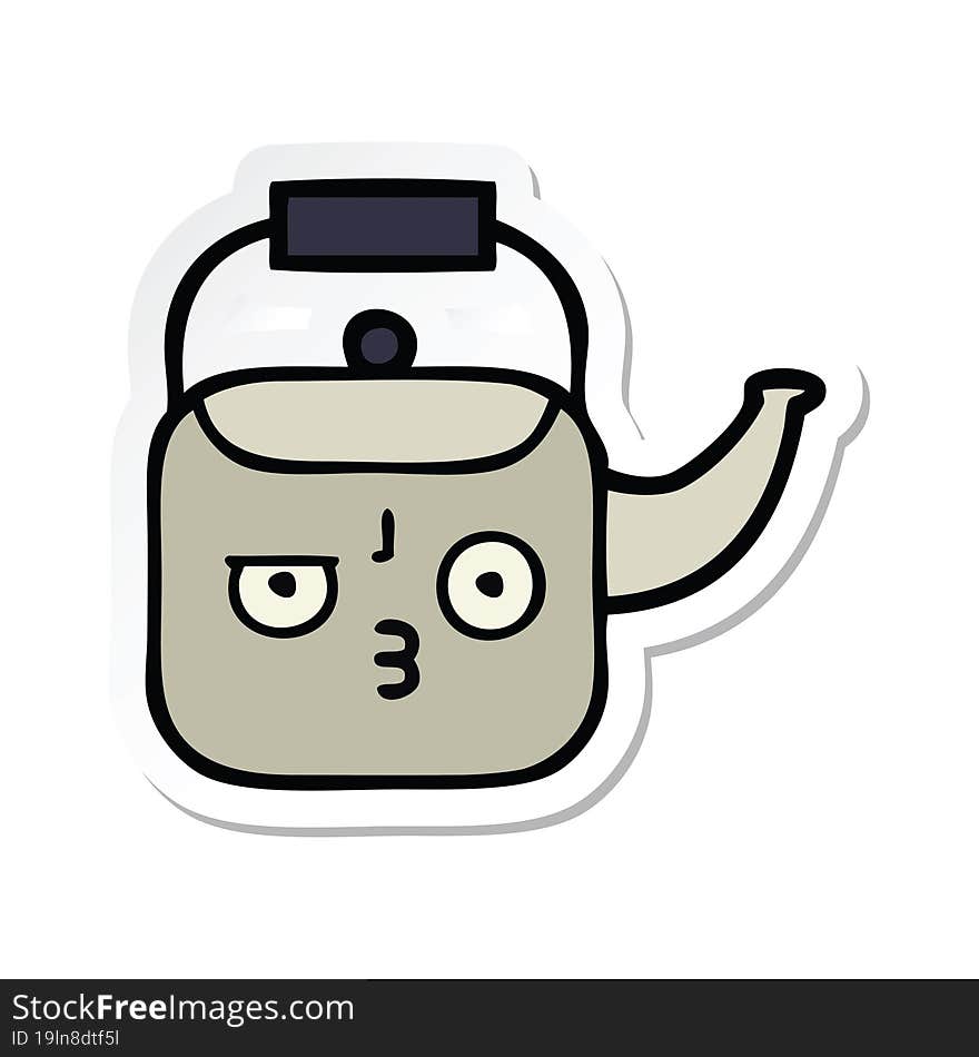 sticker of a cute cartoon kettle