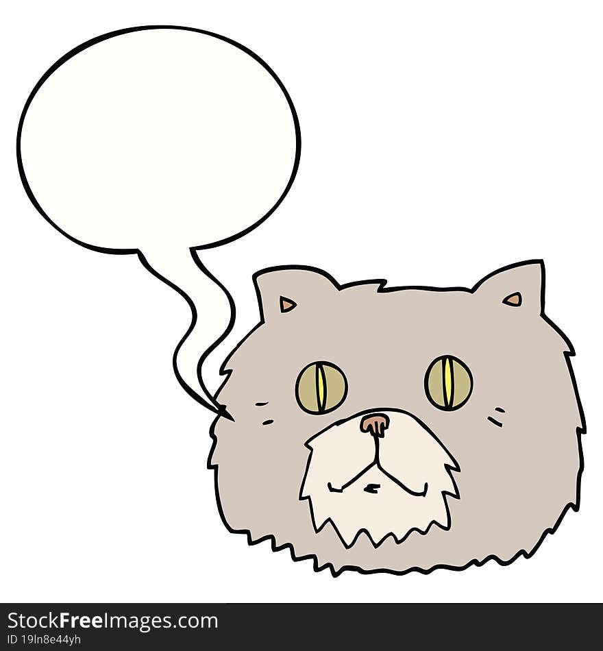 cartoon cat face with speech bubble. cartoon cat face with speech bubble