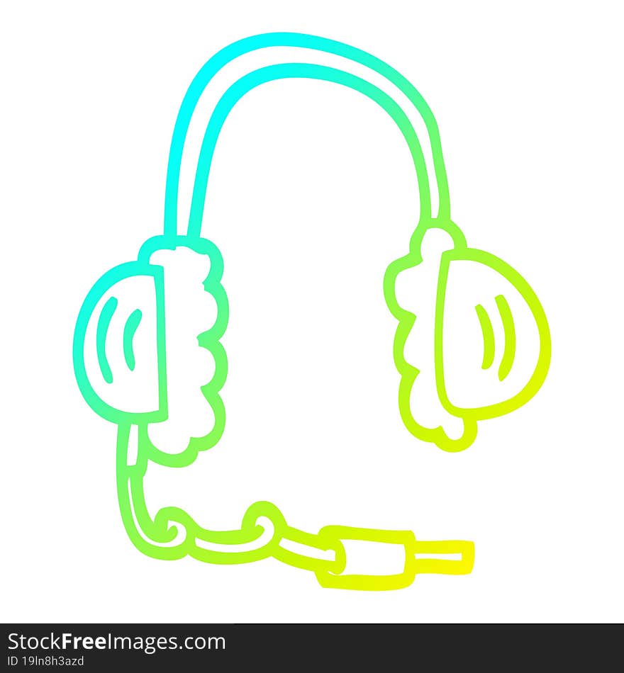 cold gradient line drawing cartoon head phones