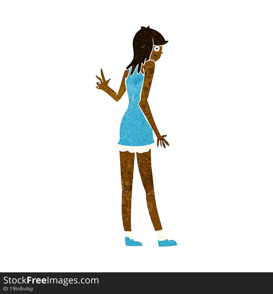 cartoon woman waving