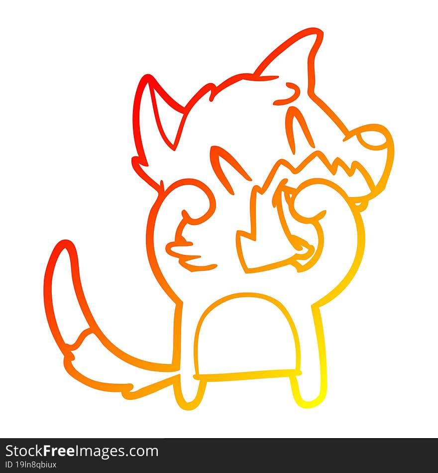 warm gradient line drawing of a laughing fox cartoon