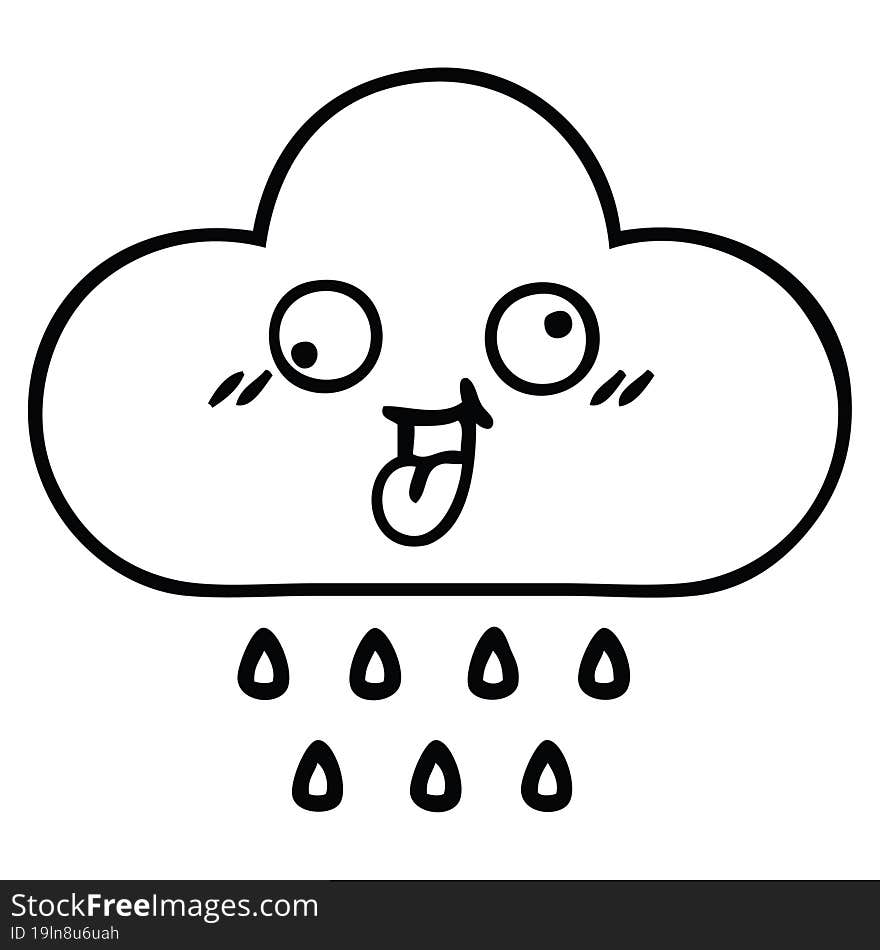 line drawing cartoon rain cloud