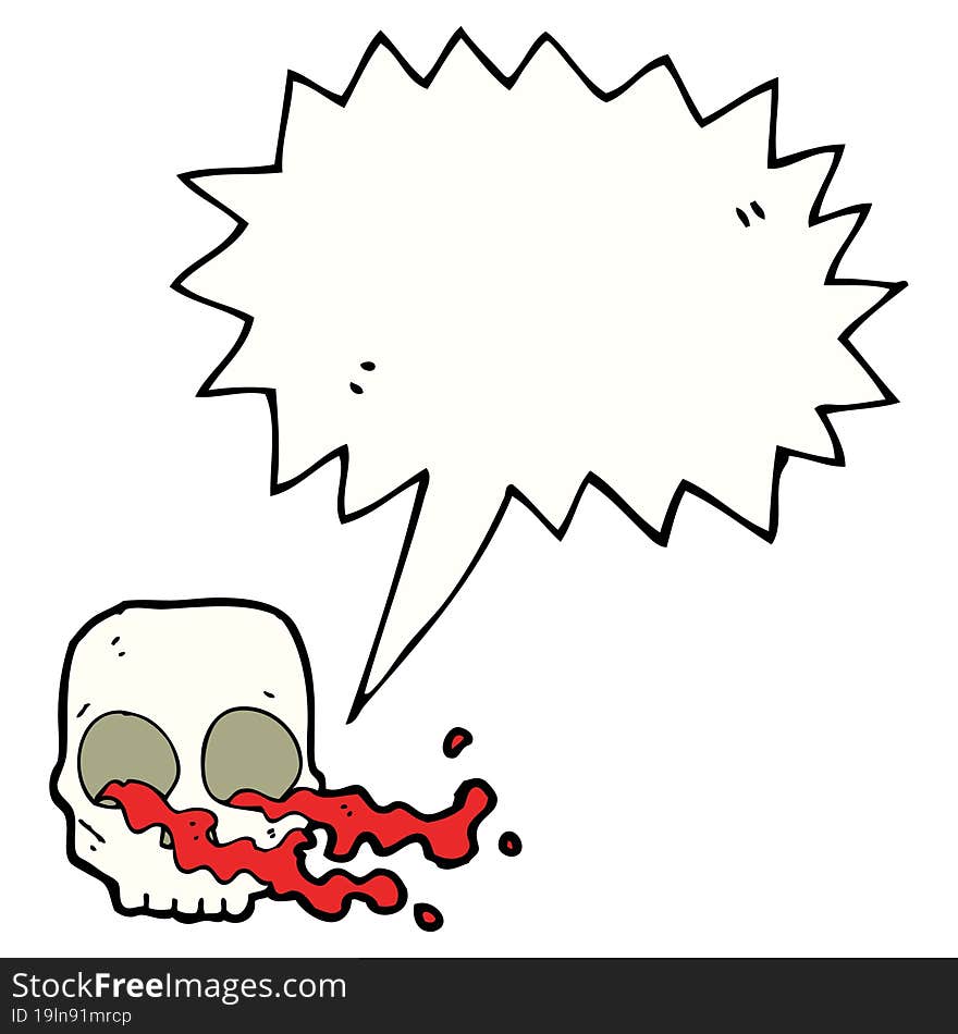 Cartoon Gross Skull With Speech Bubble