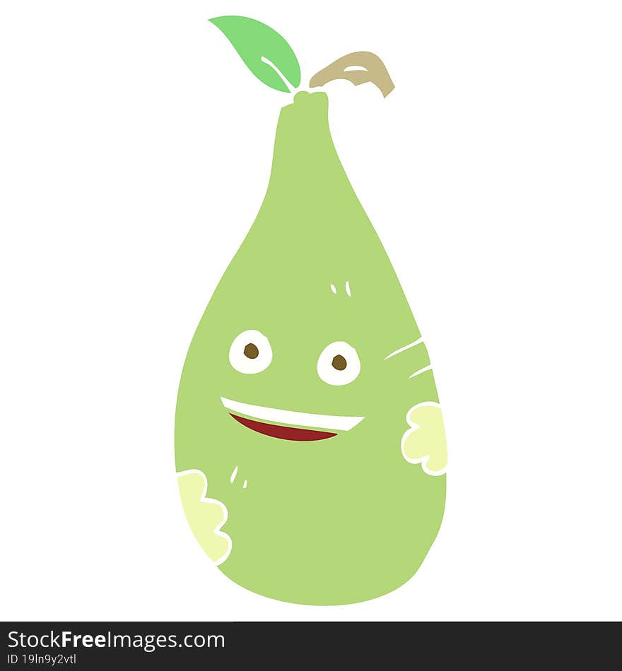 flat color illustration of a cartoon pear