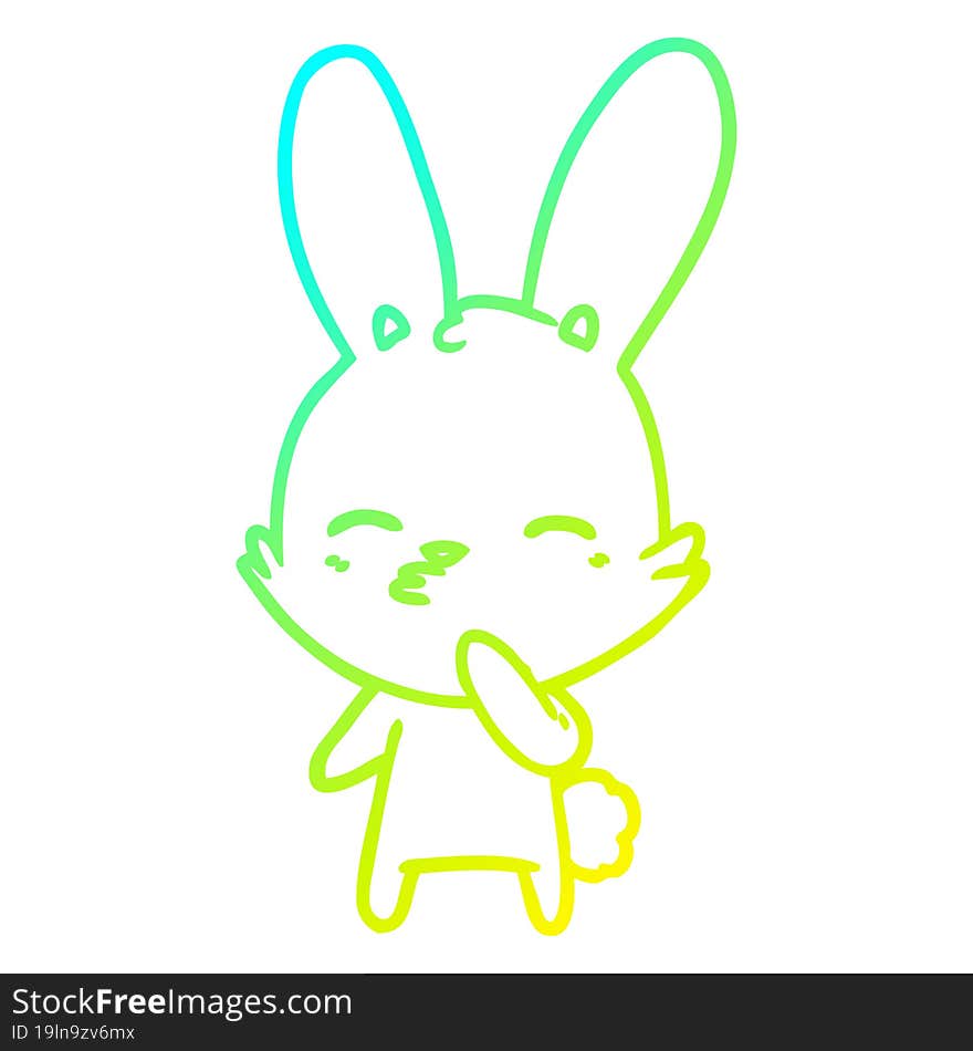 cold gradient line drawing curious bunny cartoon