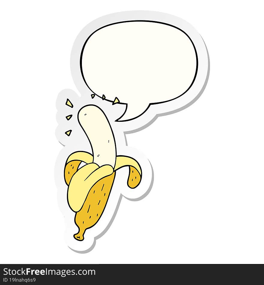 cartoon banana and speech bubble sticker