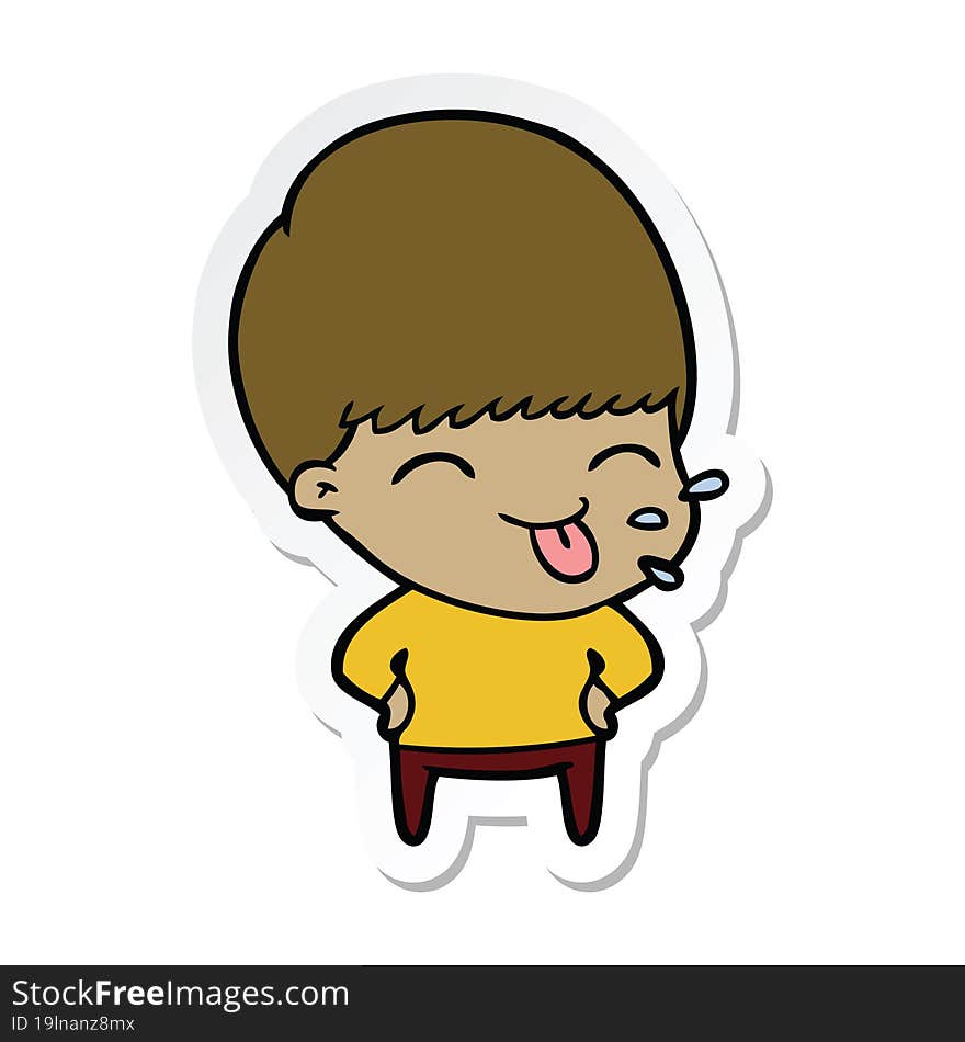 sticker of a funny cartoon boy