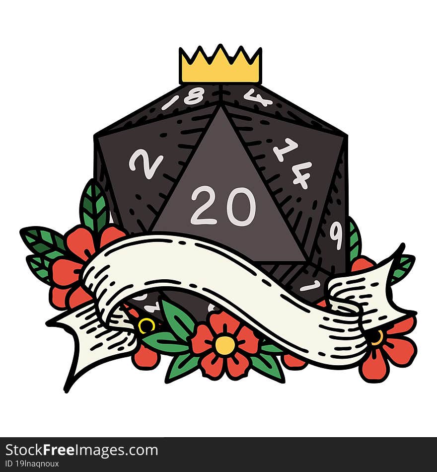 natural twenty D20 dice roll illustration