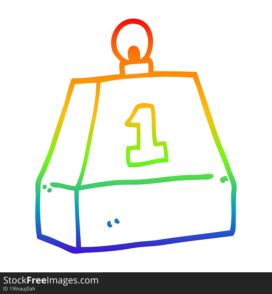 rainbow gradient line drawing of a cartoon one ton