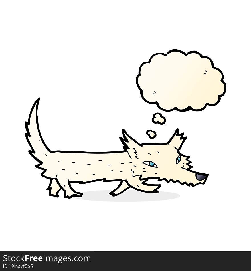 cartoon little wolf with thought bubble