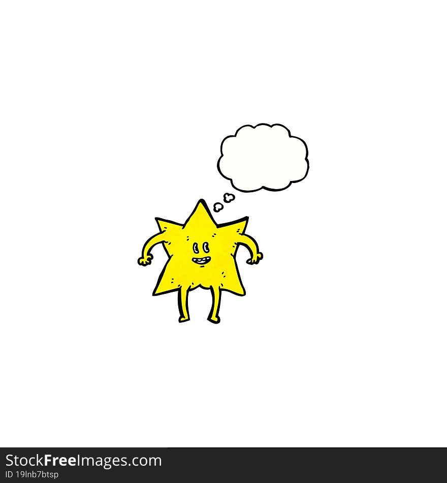 star cartoon character with thought bubble