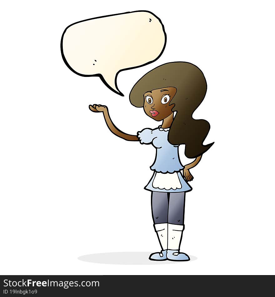 Cartoon Waitress With Speech Bubble