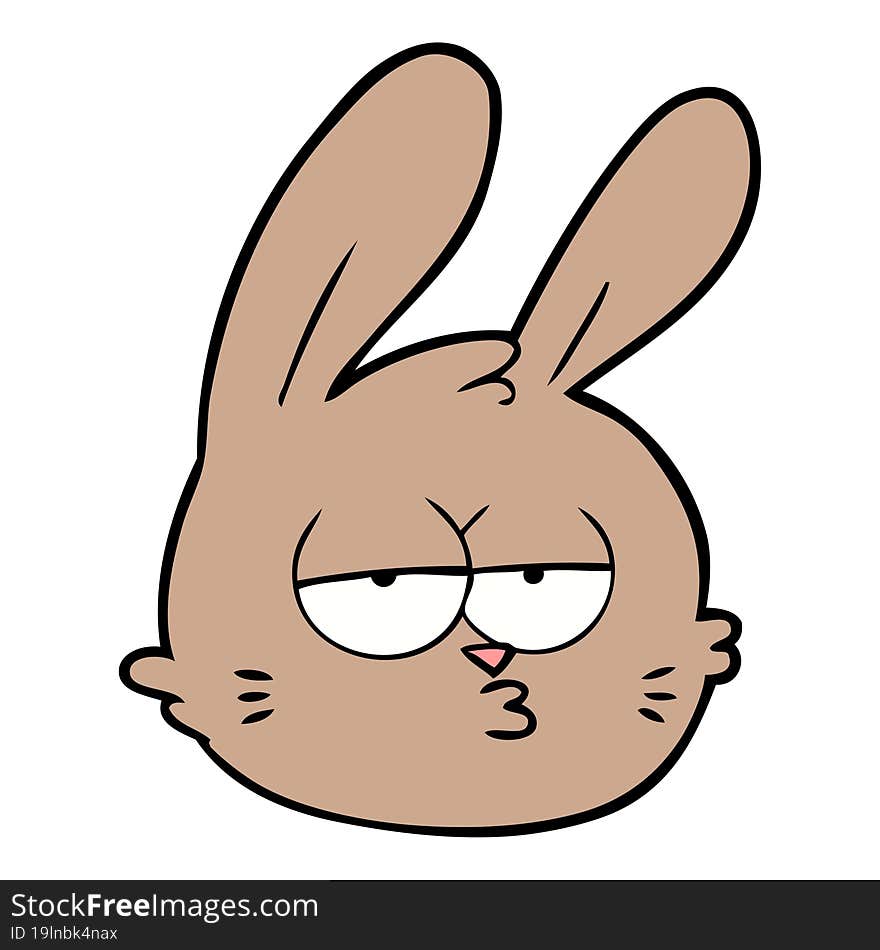 cartoon jaded rabbit face. cartoon jaded rabbit face