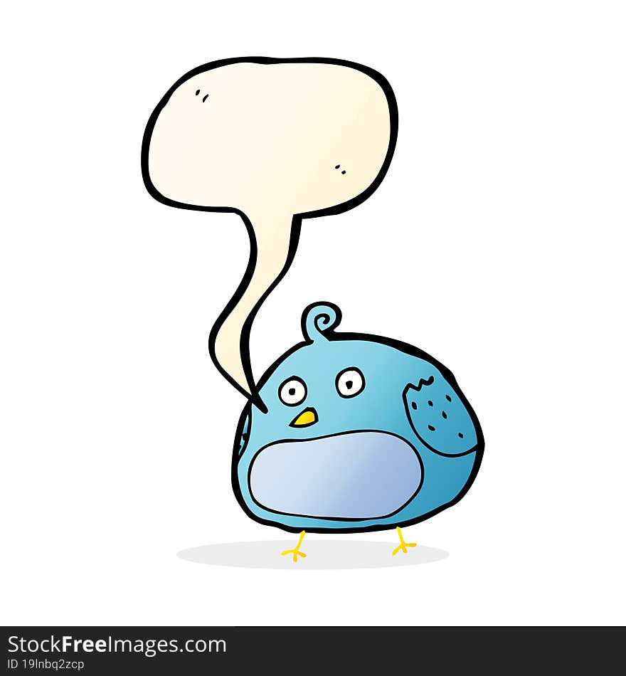 Cartoon Fat Bird With Speech Bubble