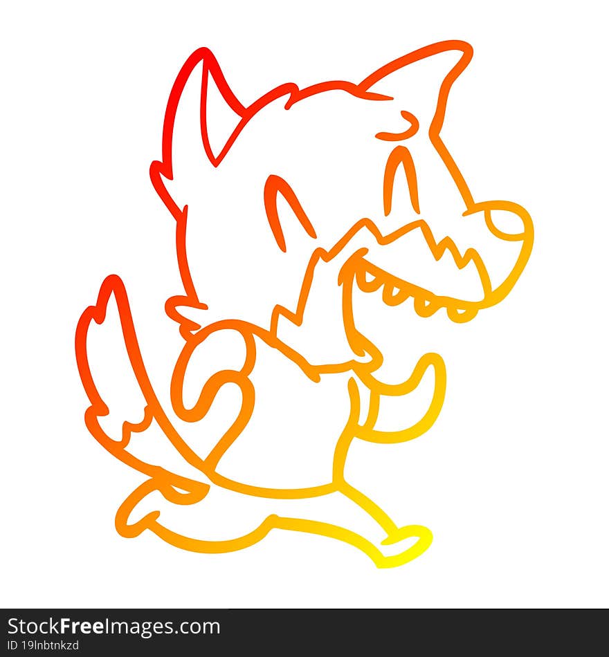 warm gradient line drawing laughing fox running away