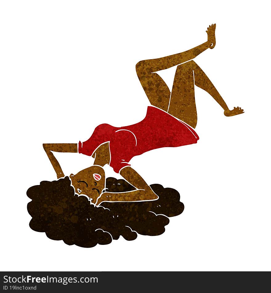 cartoon woman lying on floor