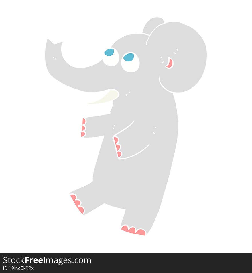 flat color illustration of a cartoon cute elephant