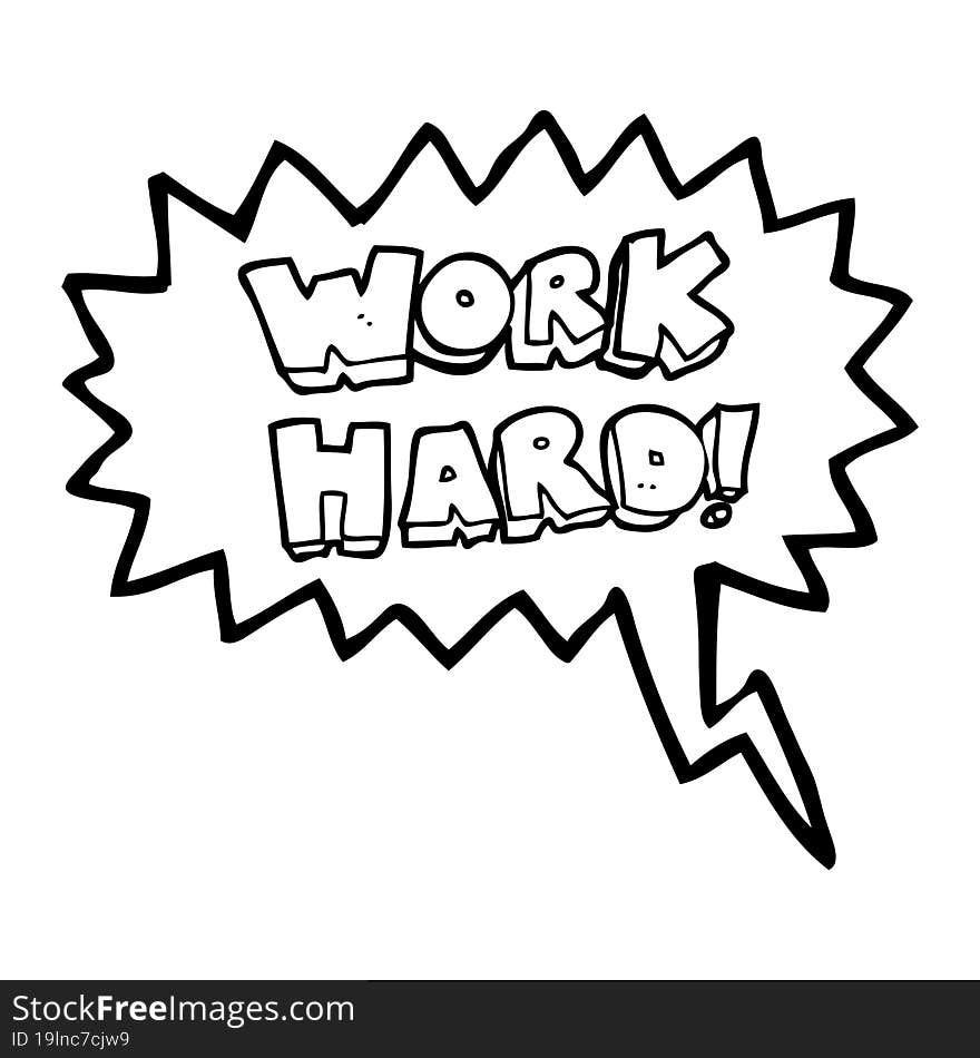 speech bubble cartoon work hard symbol