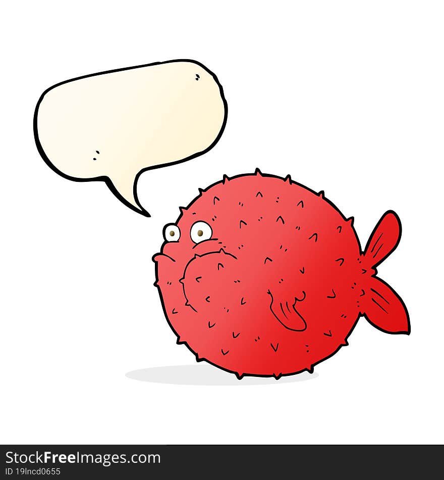 Cartoon Puffer Fish With Speech Bubble