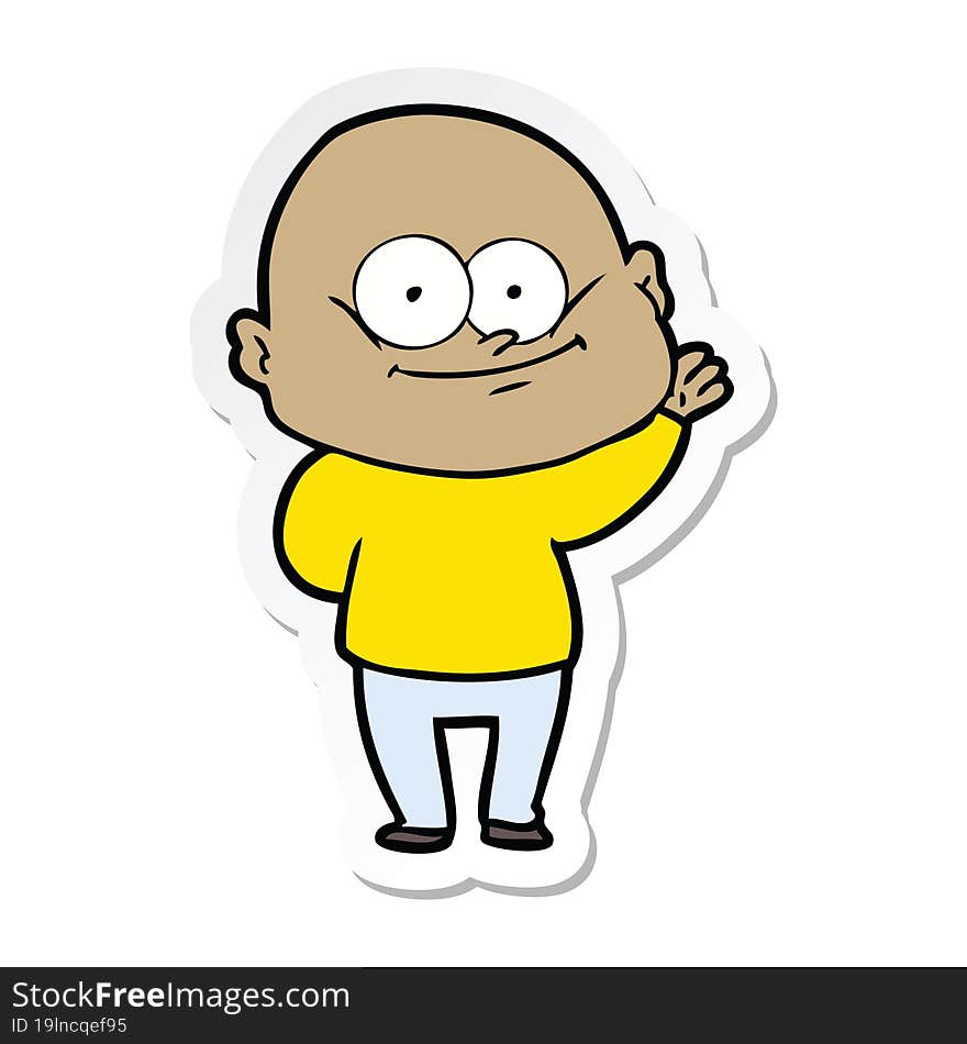 sticker of a cartoon bald man staring