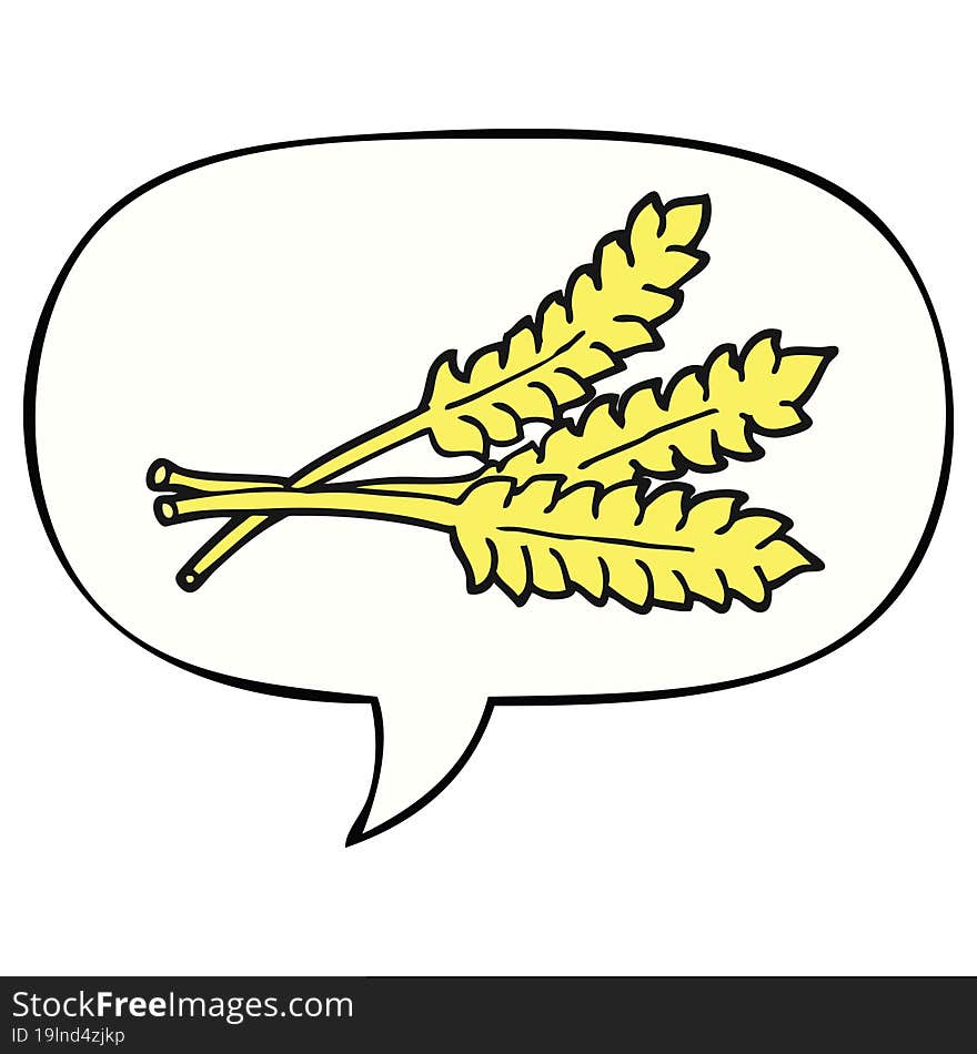 cartoon wheat and speech bubble