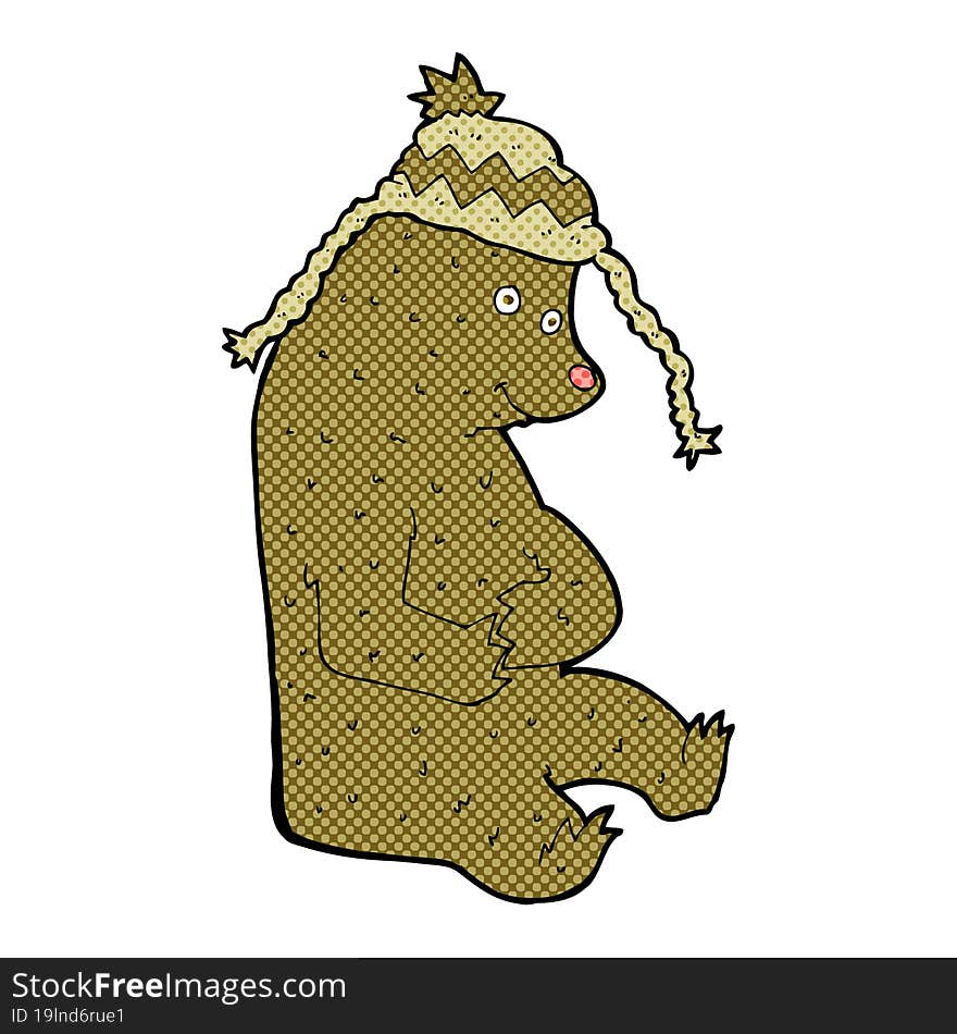 Cartoon Bear In Winter Hat