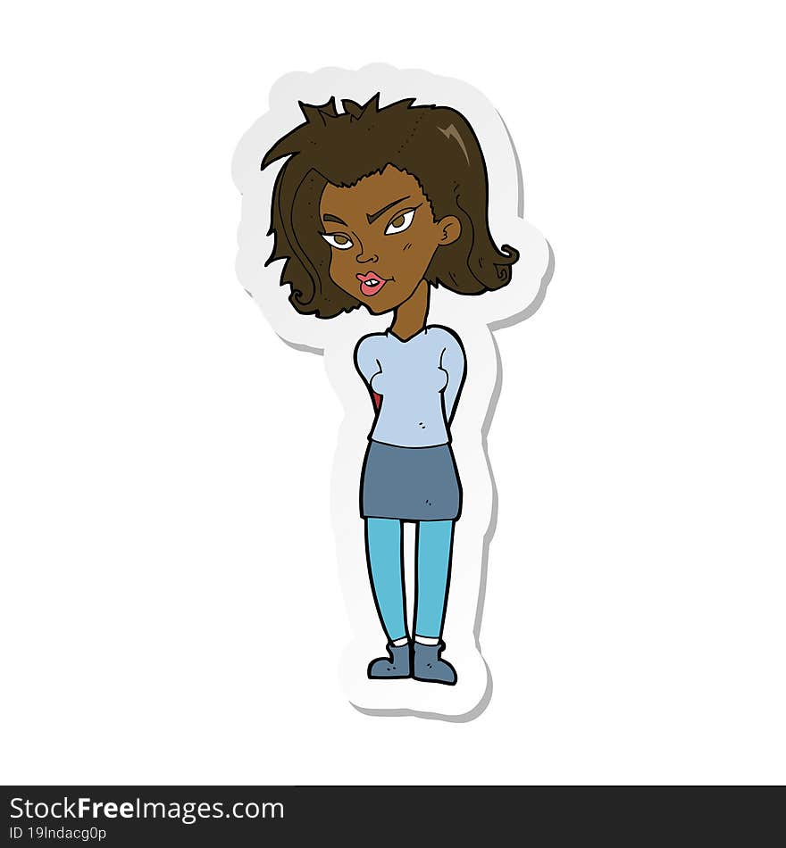 sticker of a cartoon woman