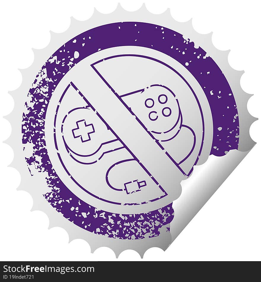 distressed circular peeling sticker symbol of a no gaming allowed sign