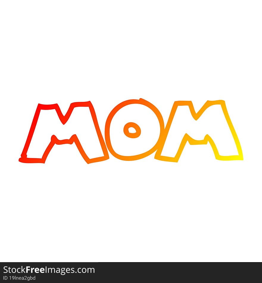 Warm Gradient Line Drawing  Cartoon Word Mom