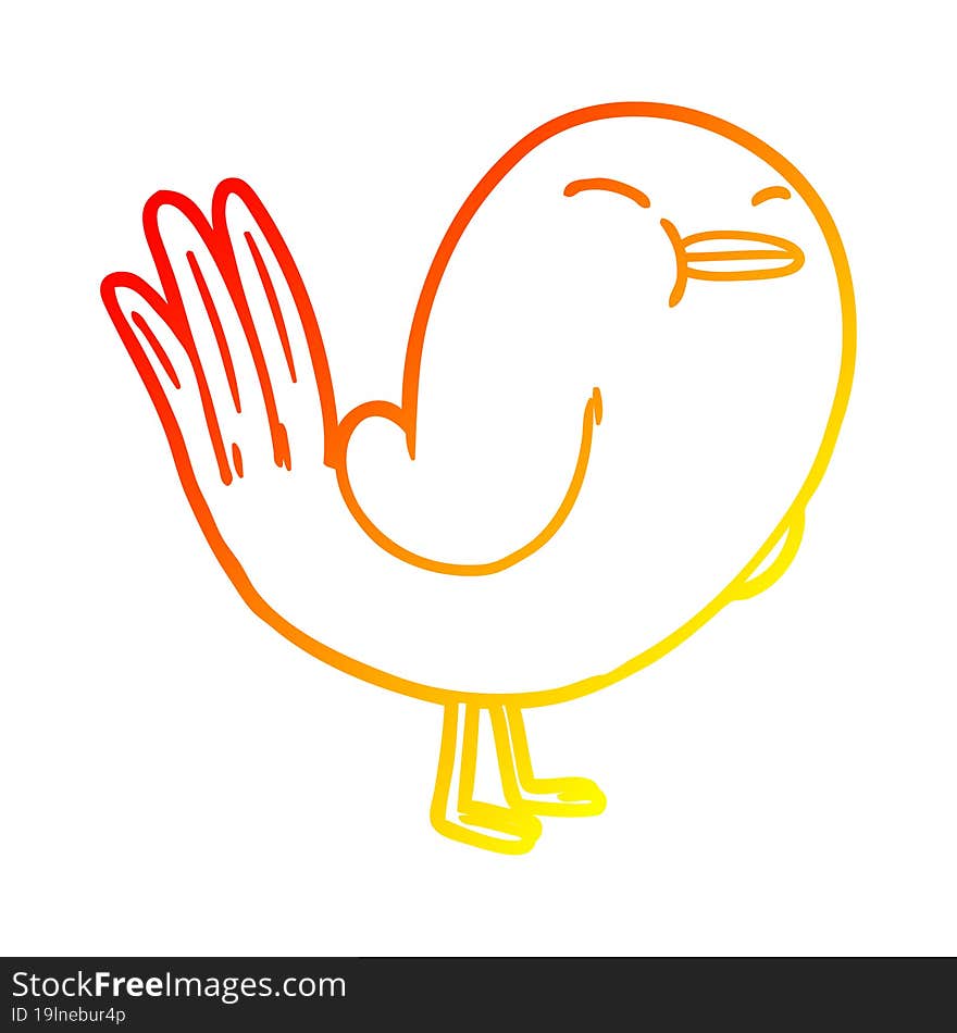 warm gradient line drawing of a cartoon bird