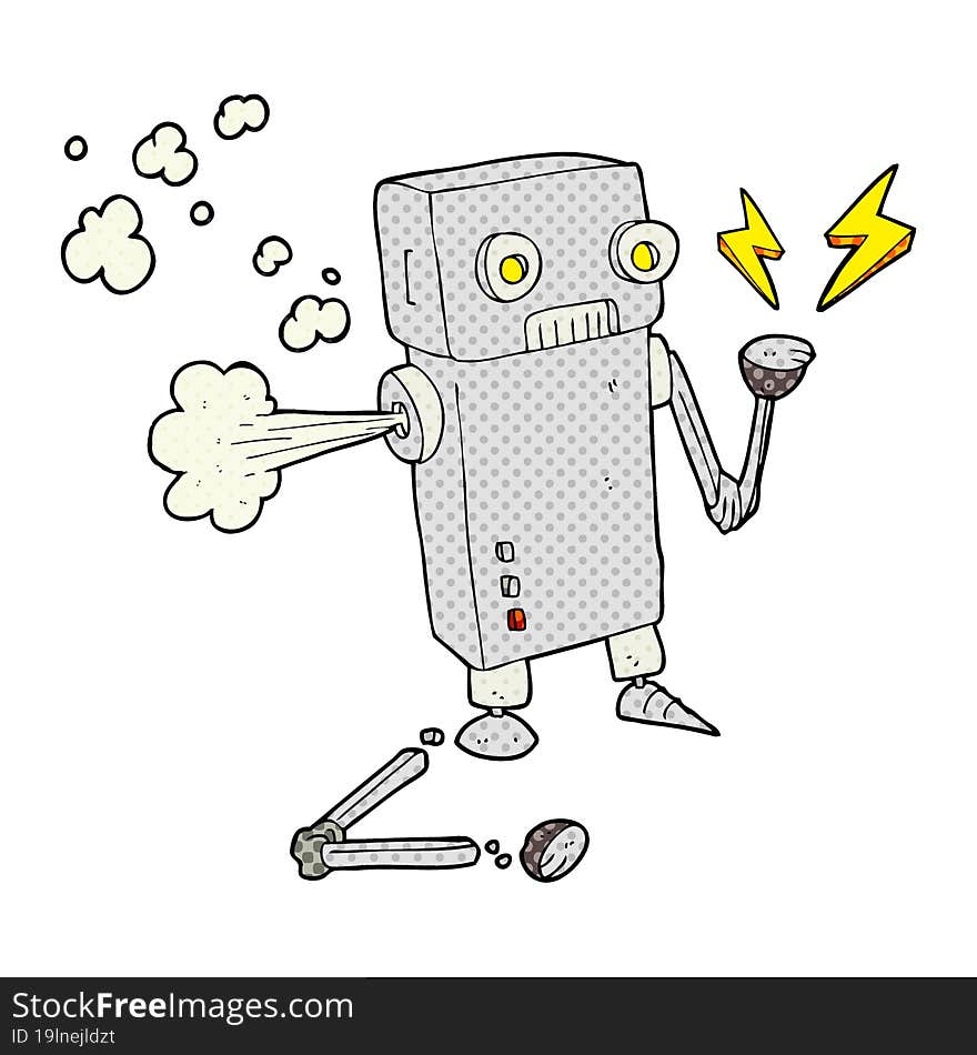 cartoon broken robot