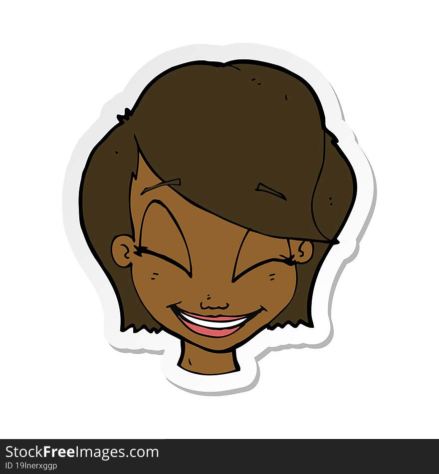 Sticker Of A Cartoon Pretty Female Face