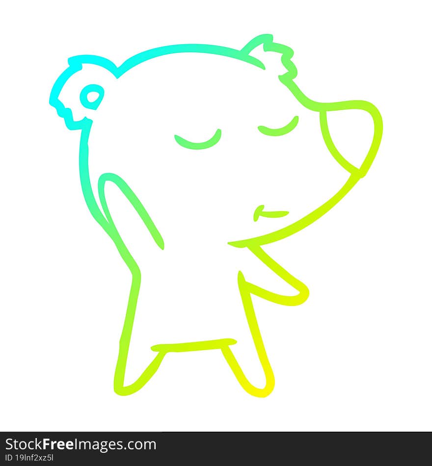 cold gradient line drawing happy cartoon polar bear