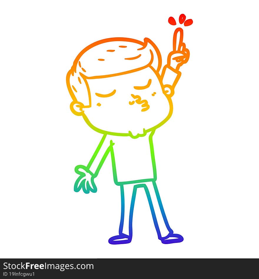 rainbow gradient line drawing of a cartoon model guy pouting