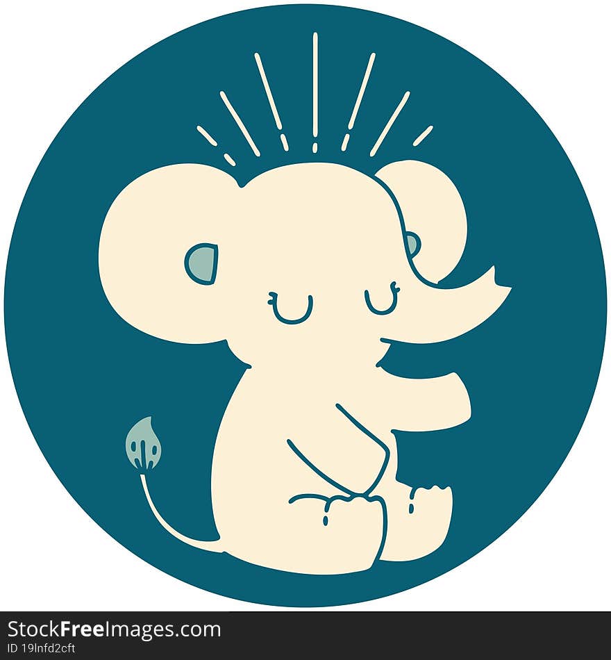 icon of tattoo style cute elephant