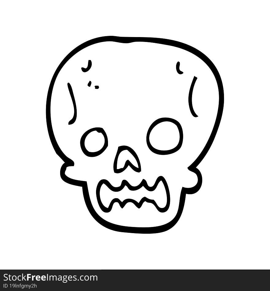 line drawing cartoon halloween skull