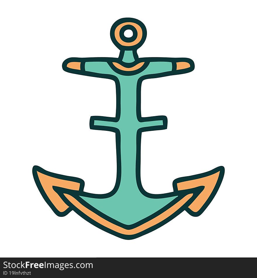 iconic tattoo style image of an anchor. iconic tattoo style image of an anchor