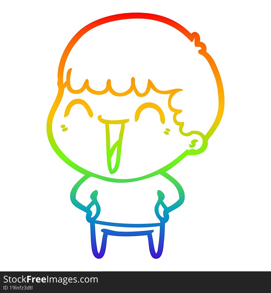 rainbow gradient line drawing of a cartoon happy man