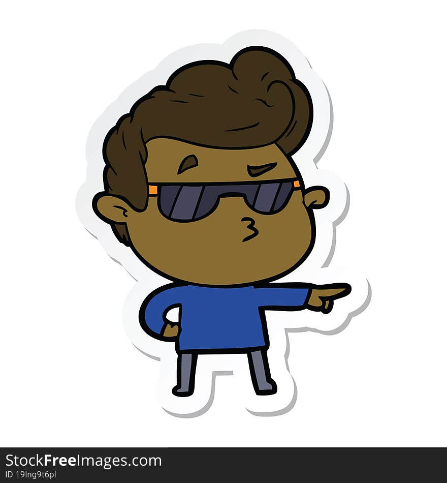 sticker of a cartoon cool guy