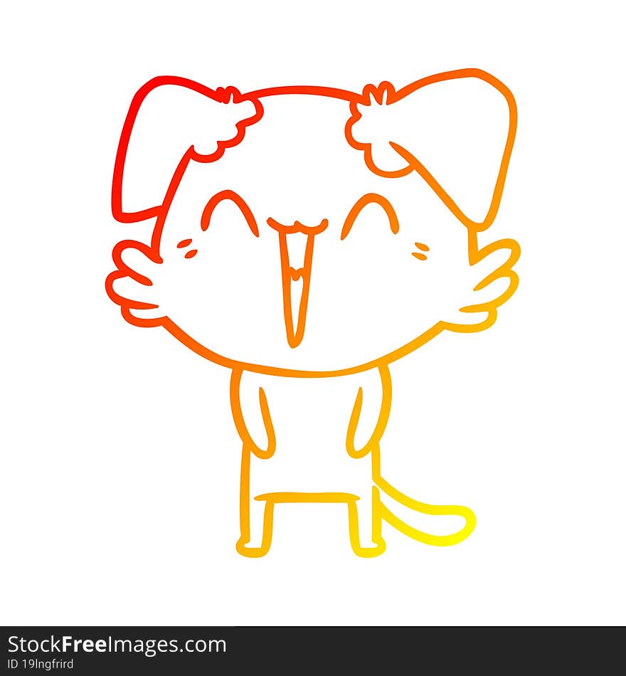 warm gradient line drawing happy little dog cartoon